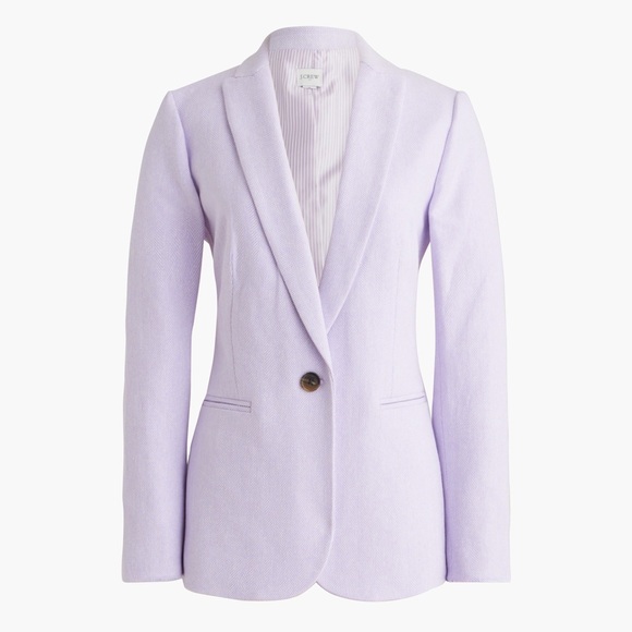 Crew Herringbone One-button Blazer Linen Light Purple Suit